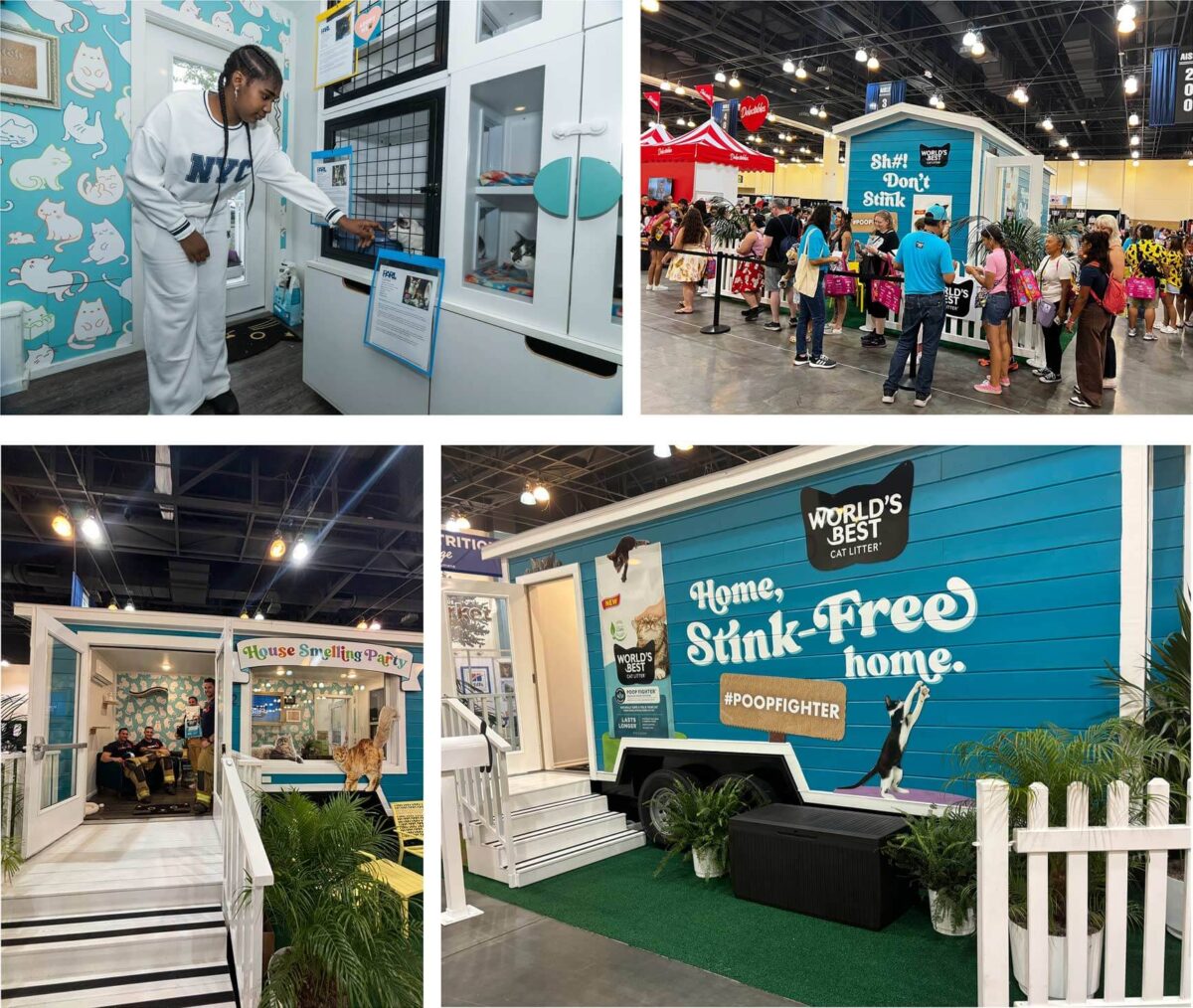 World's Best Cat Litter Poop Fighter® House Smelling Party Collage.