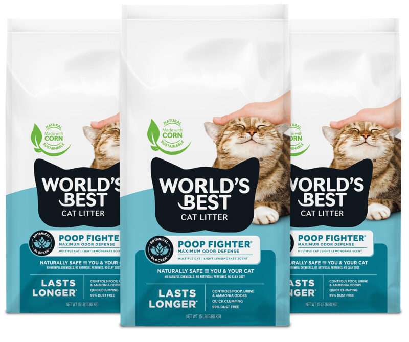 3 bags of World's Best Cat Litter(TM) - Poop Fighter(R)